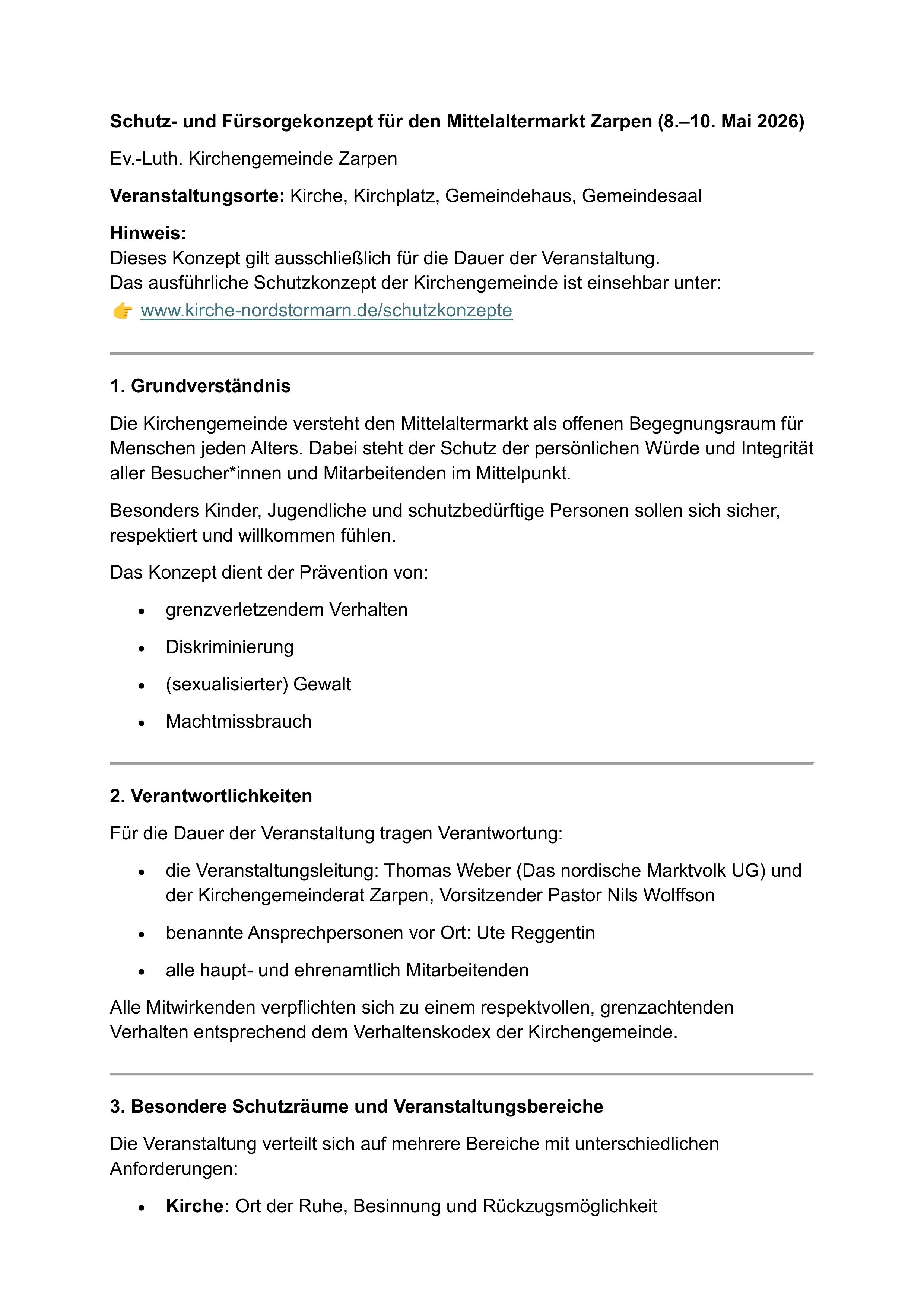 Schuztkonzept Mittelaltermarkt